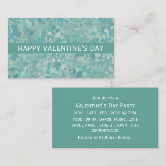 ストーンエレガントドットバレンタインデーパーティーチケット 名刺 (正面/裏面)