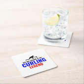 ストーンカーリングウィンターアイススポーツカーラーおもしろい スクエアペーパーコースター (インサイチュ)