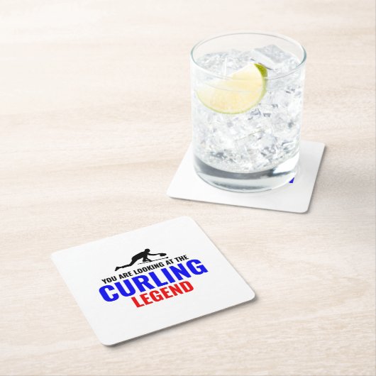 ストーンカーリングウィンターアイススポーツカーラーおもしろい スクエアペーパーコースター (インサイチュ)