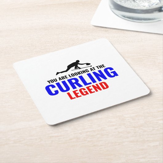 ストーンカーリングウィンターアイススポーツカーラーおもしろい スクエアペーパーコースター (アングル)