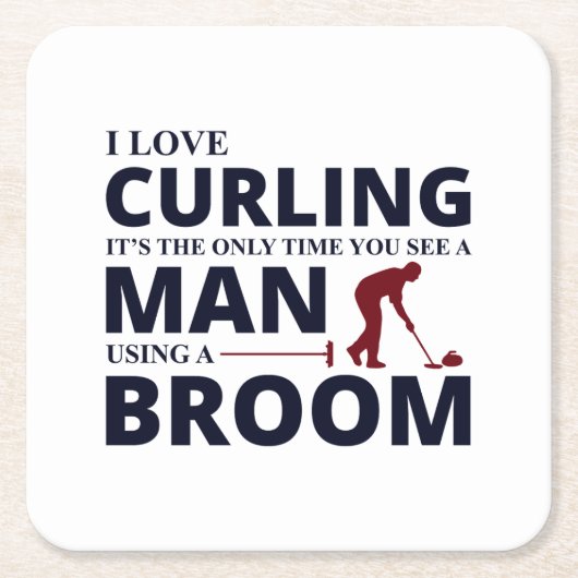 ストーンカーリングウィンターアイススポーツカーラー スクエアペーパーコースター (正面)