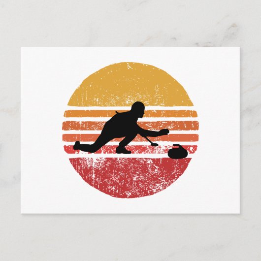 ストーンカーリングウィンタースポーツカーラーレトロヴィンテージ ポストカード (正面)