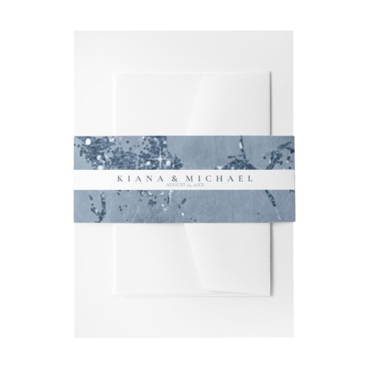 ストーングリッター結婚ズストライプダスティブルーID647 招待状ベリーバンド (正面例)