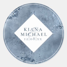 ストーングリッター結婚ズダスティブルーID647 ラウンドシール