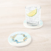 ストーンコースターシーシェルビーチテーマブルー,タン,アクア コースター (側面)