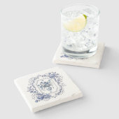 ストーンコースターデルフトブルーフローラ食器デコール ストーンコースター (横)
