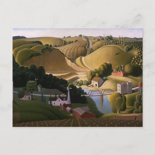 ストーンシティ， 1930 by Grant Wood ポストカード (正面)
