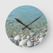 ストーンズビーチ美しい自然シービーズショア ラウンド壁時計 (正面)