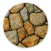 ストーンテクスチャ金ゴールド素朴抽象芸術素朴ホーム セラミックノブ (正面)