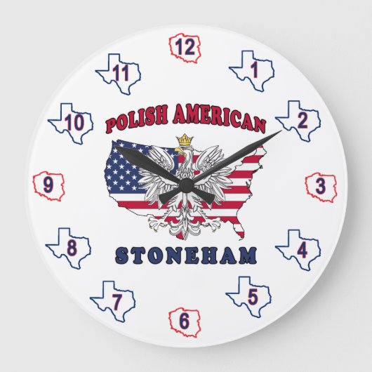 ストーンハムテキサス州ポーランドアメリカン ラージ壁時計 (正面)