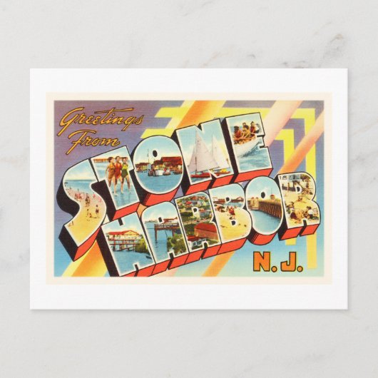 ストーンハーバーニュージャージーNJ旧ヴィンテージポストカード –  ポストカード (正面)
