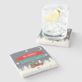 ストーンパーソナライズされたクリスマスツリーコースター ストーンコースター (横)