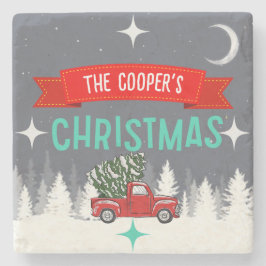 ストーンパーソナライズされたクリスマスツリーコースター ストーンコースター