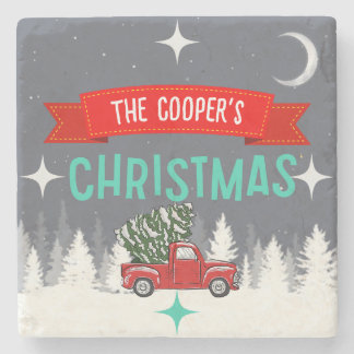 ストーンパーソナライズされたクリスマスツリーコースター ストーンコースター