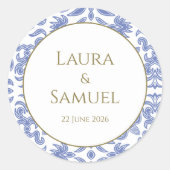 ストーンブルーパターン(の模様が)あるシール ラウンドシール (正面)