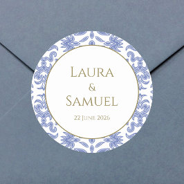 ストーンブルーパターン（の模様が）あるシール ラウンドシール