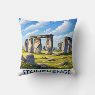 ストーンヘンジのスロー枕 古代のモニュメントと風景 クッション