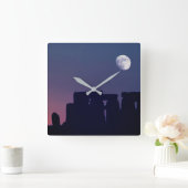 ストーンヘンジの上の月 | Wiltshire,イングランド スクエア壁時計 (ホーム)