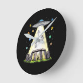ストーンヘンジエイリアン誘拐 ラウンド壁時計 (傾斜)