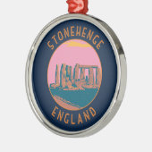 ストーンヘンジレトロ動揺してサークル メタルオーナメント (左)