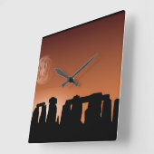 ストーンヘンジ史跡の日没時計 スクエア壁時計 (傾斜)