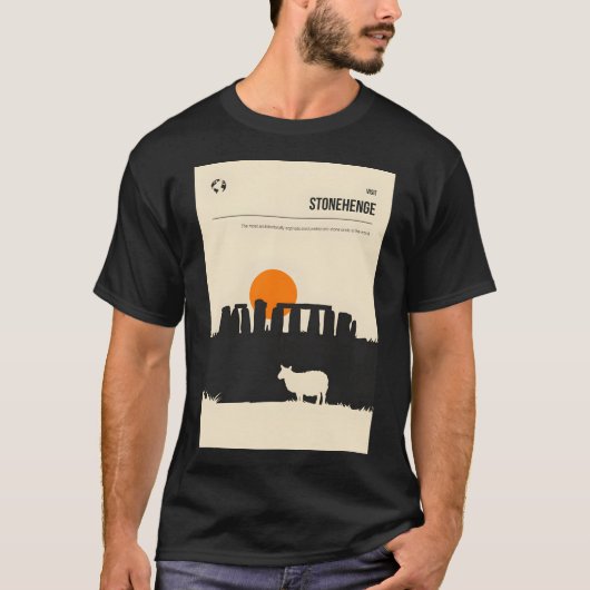 ストーンヘンジ本カバー旅行ポスター Tシャツ (正面)