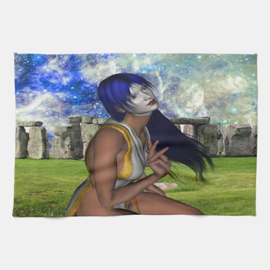 ストーンヘンジ瞑想 キッチンタオル (横)