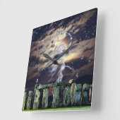 ストーンヘンジ神秘的なドルイド美術史時計 スクエア壁時計 (傾斜)