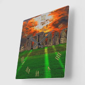 ストーンヘンジ青石の立っているイギリス スクエア壁時計 (傾斜)