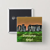 ストーンヘンジ青石の立っているイギリス 缶バッジ (正面&裏面)