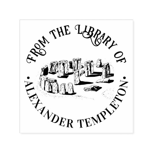 ストーンヘンジ "From the library of" 本の名前 ラウンド セルフインキングスタンプ (デザイン)