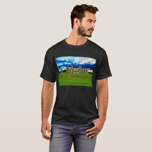 ストーンヘ疑問に思ンジイギリスの古代建築 Tシャツ (正面フル)