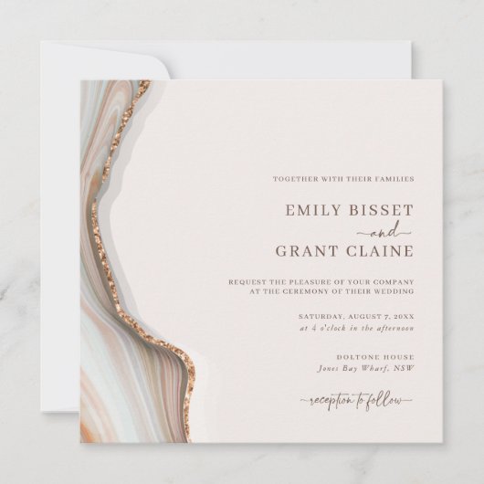 ストーンマーブルアガテスクエア結婚式招待状 招待状 (正面)
