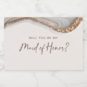 ストーンマーブルアゲートメイド・オブ・オーナー(花嫁付き添い人)きらめくワインラ スパークリングワインラベル (シングルラベル)