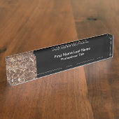 ストーンマーブルルックモノグラムプロフェッショナル デスクネームプレート (側面)