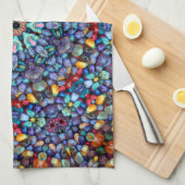 ストーン疑問に思ヴィンテージブルーフラクタル万華鏡のように千変万化するパターン キッチンタオル (四つ折り)