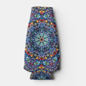 ストーン疑問に思ヴィンテージブルーフラクタル万華鏡のように千変万化するパターン ボトルクーラー (正面)