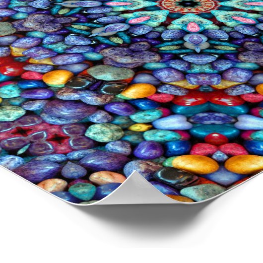 ストーン疑問に思ヴィンテージブルーフラクタル万華鏡のように千変万化するパターン ポスター (角)