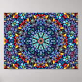 ストーン疑問に思ヴィンテージブルーフラクタル万華鏡のように千変万化するパターン ポスター (正面)