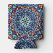 ストーン疑問に思ヴィンテージブルーフラクタル万華鏡のように千変万化するパターン 缶クーラー (正面)