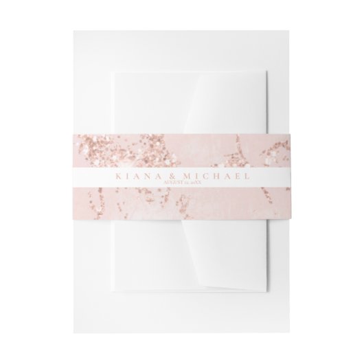 ストーン グリッター ウェディング ストライプ ローズゴールド ID647 招待状ベリーバンド (正面例)