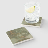 ストーン コースター 大理石 緑 金 メタリック (横)