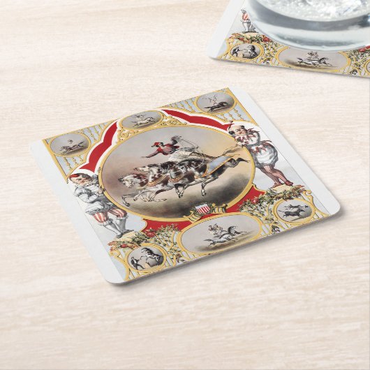 ストーン&マレーのサーカス、1870年頃。 スクエアペーパーコースター (アングル)