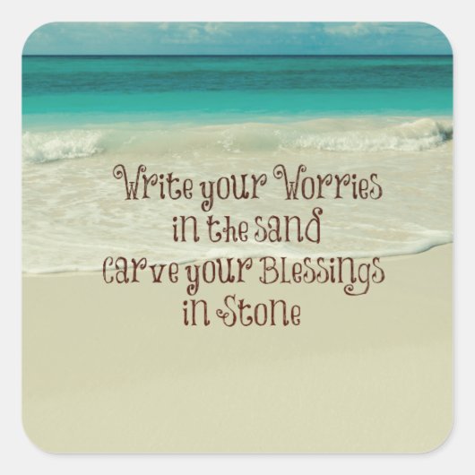 ストー感動的ン引用文で恵みを切り分ける スクエアシール (正面)