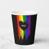 スト絵を描ロークプライドフラグ&ブラックハートイニシャル 紙コップ (正面)