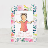 スナおもしろいーキー皮肉な女性の漫画70誕生日 カード (正面)