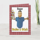 スナおもしろいーキー老齢男性の漫画誕生日 カード (正面)