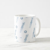 スナイクロ芸術的スイミングチーム女子ブルーパターン コーヒーマグカップ (正面右)