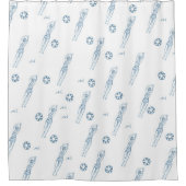 スナイクロ芸術的スイミングチーム女子ブルーパターン シャワーカーテン (正面)