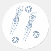 スナイクロ芸術的スイミングチーム女子ブルーパターン ラウンドシール (正面)